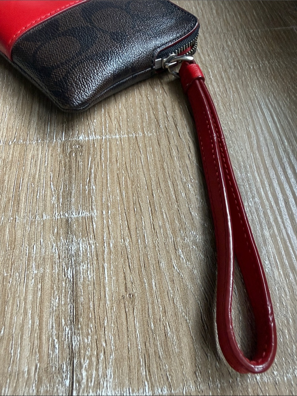 COACH Signature Wristlet - Brown with Red Stripe - Picture 5 of 6